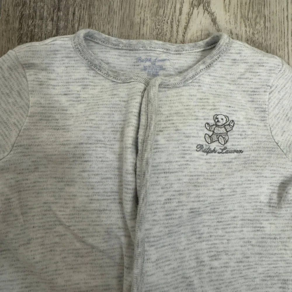 Ralph Lauren Gray and White Footies One Piece